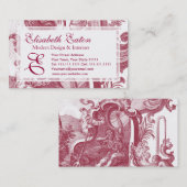 Elegant French Country Antiek Red Toile de Jouy Visitekaartje (Voorkant / Achterkant)