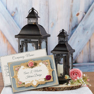 Elegant French Country Gold Filigree Rozen Visitekaartje