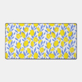 Elegant French Country Lemon Blue Botanical Bureaumat (Voorkant)
