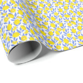 Elegant French Country Lemon Blue Botanical Cadeaupapier (Rol Hoek)