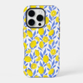 Elegant French Country Lemon Blue Botanical iPhone Hoesje (Achterkant)