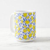 Elegant French Country Lemon Blue Botanical Koffiemok (Voorkant links)