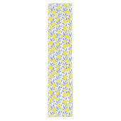 Elegant French Country Lemon Blue Botanical Korte Tafelloper (Voorkant)