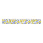Elegant French Country Lemon Blue Botanical Satijnen Lint (Voorkant)