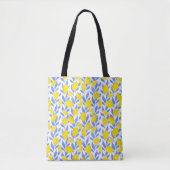 Elegant French Country Lemon Blue Botanical Tote Bag (Voorkant)