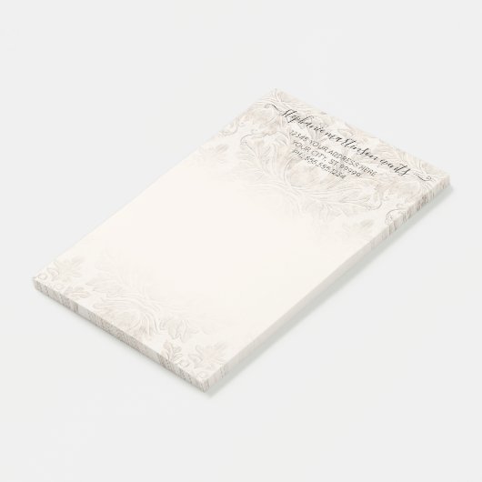 Elegant French Damask Ivory Professional Business Post-it® Notes (Schuin)