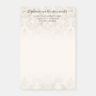 Elegant French Damask Ivory Professional Business Post-it® Notes