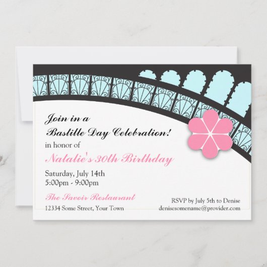 Elegant French Flair Party Invitation Kaart (Voorkant)
