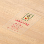 Elegant French Horn Christmas Cherry Red Acryl Uitnodigingen (Laagn)