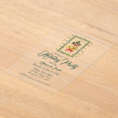 Elegant French Horn Christmas Dark Green Acryl Uitnodigingen (Laagn)