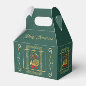 Elegant French Horn Christmas Dk Green Favor Boxes Bedankdoosjes (Voorkant Zijde)
