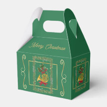 Elegant French Horn Christmas Green Favor Boxes