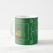 Elegant French Horn Christmas Green Koffiemok (Voorkant links)
