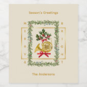 Elegant French Horn Christmas Irish Cream Paper Wijn Etiket (Enkel label)