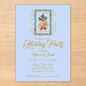 Elegant French Horn Christmas Light Blue Acryl Uitnodigingen (Voorkant)