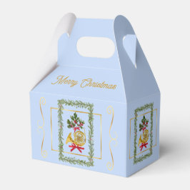 Elegant French Horn Christmas Light Blue Bedankdoosjes