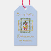 Elegant French Horn Christmas Light Blue Cadeaulabel (Voorkant)