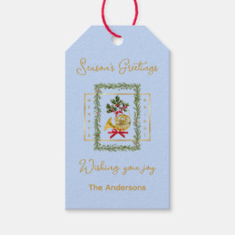 Elegant French Horn Christmas Light Blue Cadeaulabel