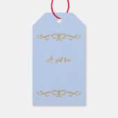 Elegant French Horn Christmas Light Blue Cadeaulabel (Achterkant)