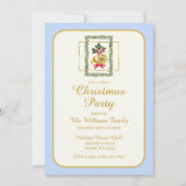 Elegant French Horn Christmas Light Blue Kaart (Voorkant)