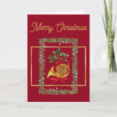 Elegant French Horn Christmas Maroon Feestdagen Kaart (Voorkant)