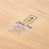 Elegant French Horn Christmas Royal Blue Acryl Uitnodigingen (Laagn)