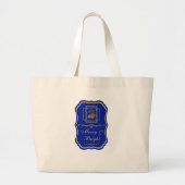 Elegant French Horn Christmas Royal Blue Emblem  Grote Tote Bag (Voorkant)