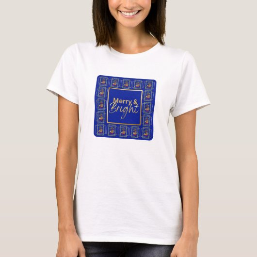 Elegant French Horn Christmas Royal Blue T-Shirt (Voorkant)