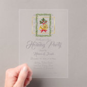 Elegant French Horn Christmas Taupe Acryl Uitnodigingen (Insitu (Draagbaar))