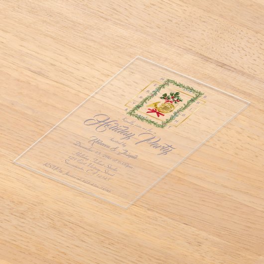 Elegant French Horn Christmas Taupe Acryl Uitnodigingen (Laagn)