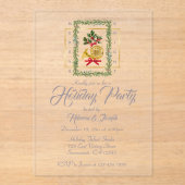 Elegant French Horn Christmas Taupe Acryl Uitnodigingen (Voorkant)