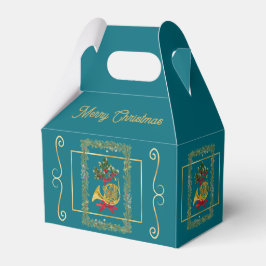 Elegant French Horn Christmas Teal Bedankdoosjes