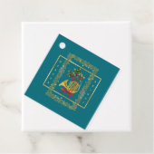 Elegant French Horn Christmas Teal Bedankjes Labels (In situ)