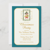 Elegant French Horn Christmas Teal Kaart (Voorkant)