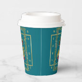 Elegant French Horn Christmas Teal Paper Cup Papieren Bekers (Rechts)