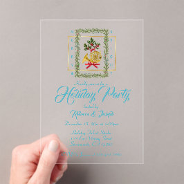 Elegant French Horn Christmas Turquoise Acryl Uitnodigingen
