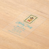 Elegant French Horn Christmas Turquoise Acryl Uitnodigingen (Laagn)