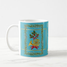 Elegant French Horn Christmas Turquoise Koffiemok