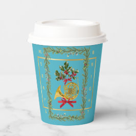 Elegant French Horn Christmas Turquoise Paper Cup Papieren Bekers