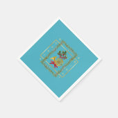 Elegant French Horn Christmas Turquoise Paper Servet (Hoek)