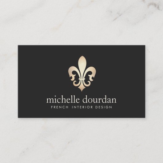 Elegant French Interior Designer Gold Fleur De Lis Visitekaartje (Voorkant)