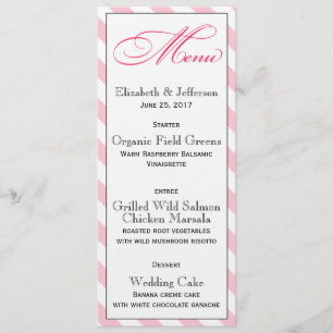 Elegant French Pink Script Wedding Menu Kaart