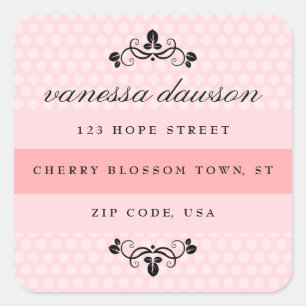 Elegant French Pink Stippen Square Address Label