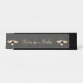 Elegant French Queen bee roze Roses Grey Gold Bureau Naambordje (Voorkant)