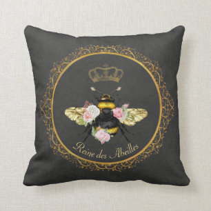 Elegant French Queen bee roze Roses Grey Gold Kussen