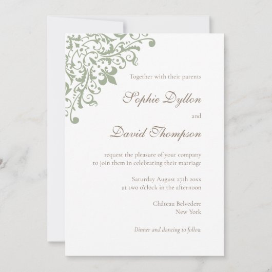 Elegant French Regency Green Fleur de Lis Pattern Kaart (Voorkant)