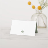Elegant French Regency Green Fleur de Lis Wedding Plaatskaartje (Achterkant)