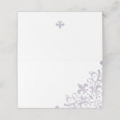 Elegant French Regency Paarse Fleur de Lis Wedding Plaatskaartje (Buitenkant ongevouwen)