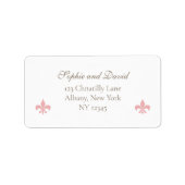 Elegant French Regency Pink Fleur de Lis Wedding Etiket (Voorkant)