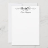 Elegant French Rococo Black and White Floral Notitiekaartje (Voorkant)